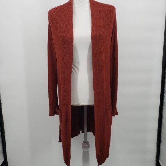 CONTEMPORAINE BY SIMMONS Rust Cardigan Open Front Knit Long Sleeve Casual XS - Picture 2 of 11
